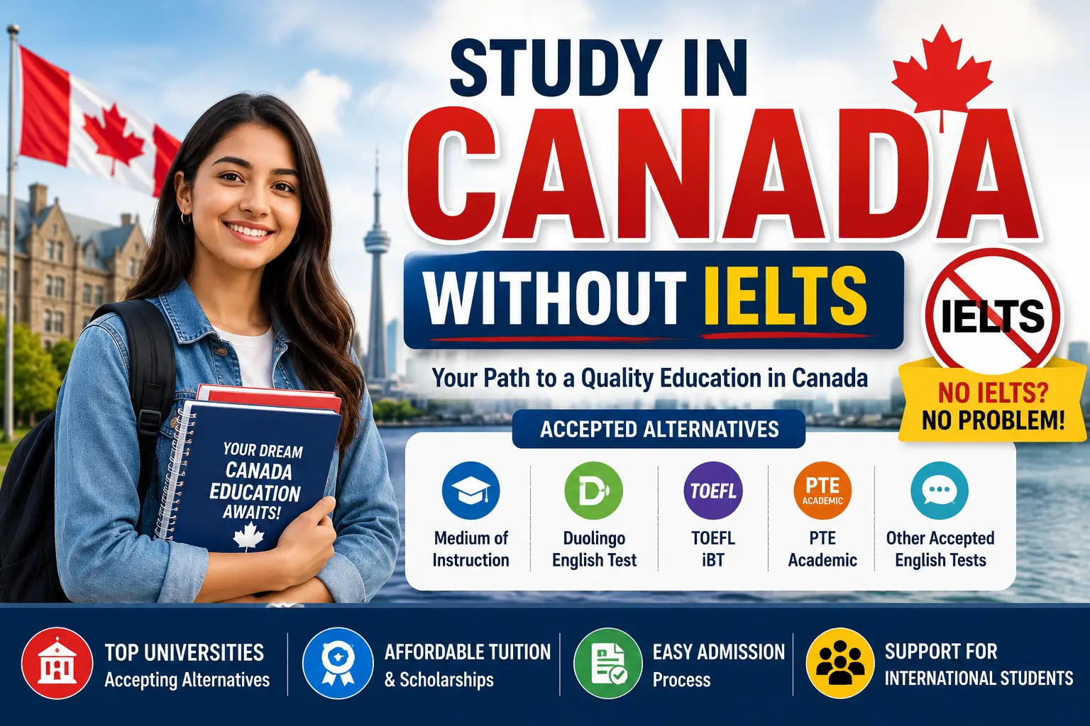 Study in Canada without Ielts