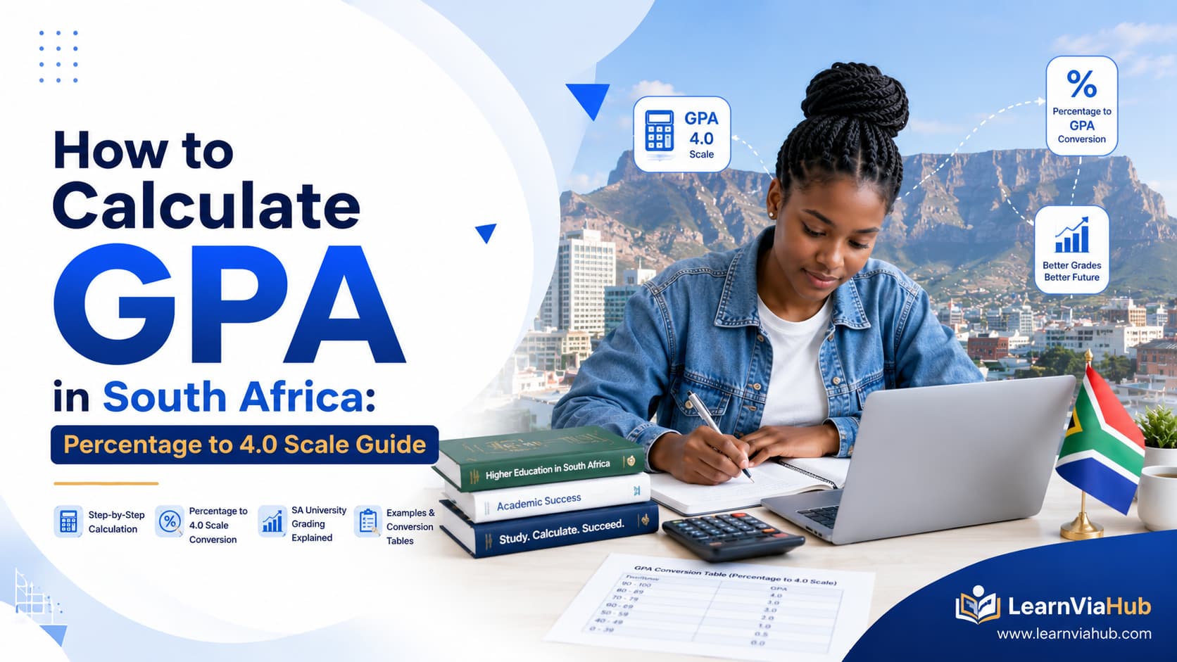 How to calculate GPA in South Africa from percentages using the 4.0 scale